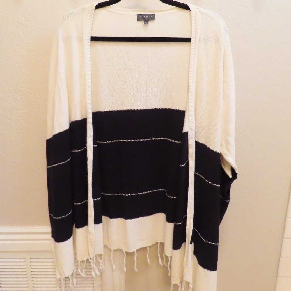 The Limited Cream and Black Tassel Wrap